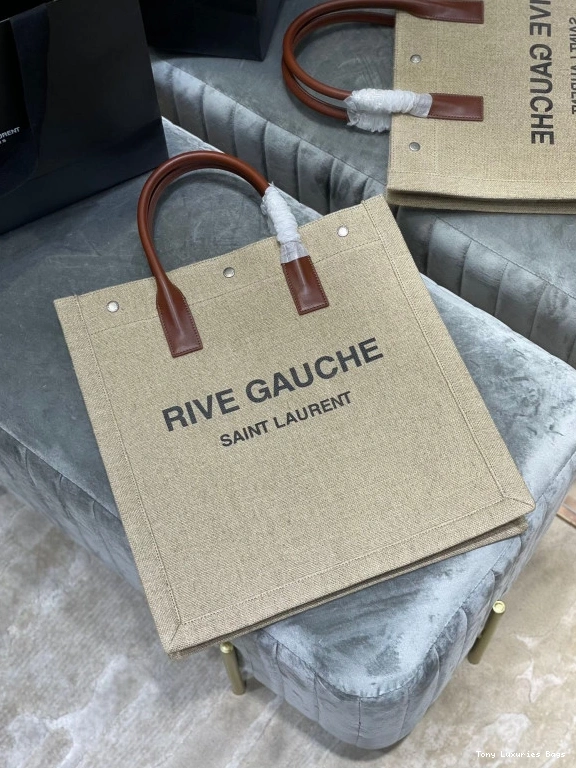 Tony Luxuries BAG N RIVE YSL IN COTTON AND GAUCHE S LINEN SHOPPING 0818